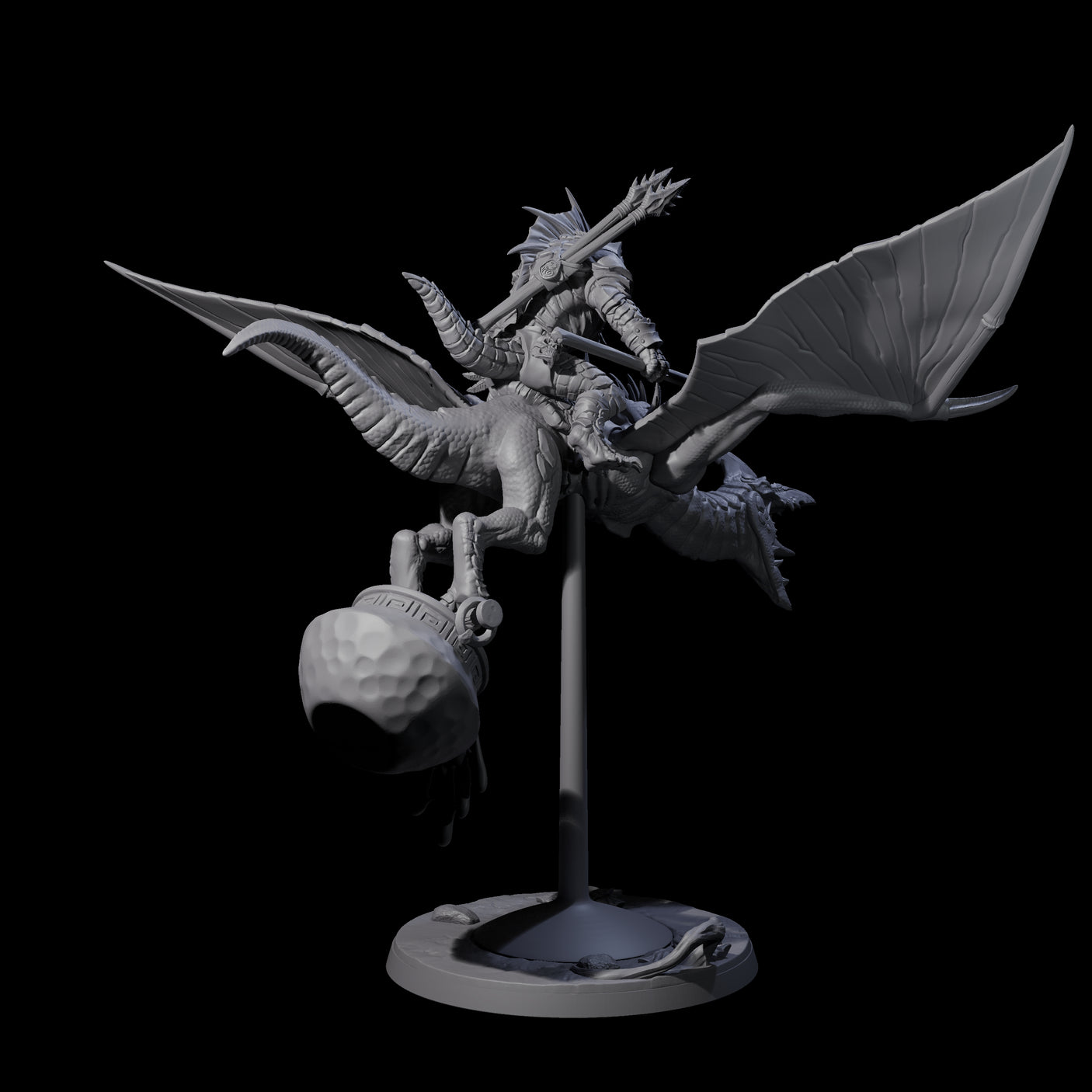 Four Boiling Lizardfolk Pteranodon Riders Miniature for Dungeons and Dragons, Pathfinder or other TTRPGs