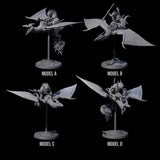 Four Boiling Lizardfolk Pteranodon Riders Miniature for Dungeons and Dragons, Pathfinder or other TTRPGs