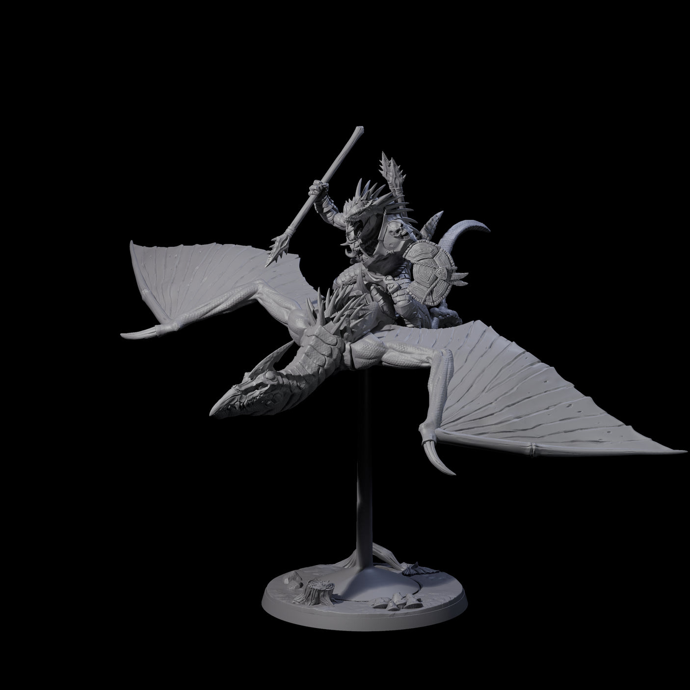 Four Boiling Lizardfolk Pteranodon Riders Miniature for Dungeons and Dragons, Pathfinder or other TTRPGs