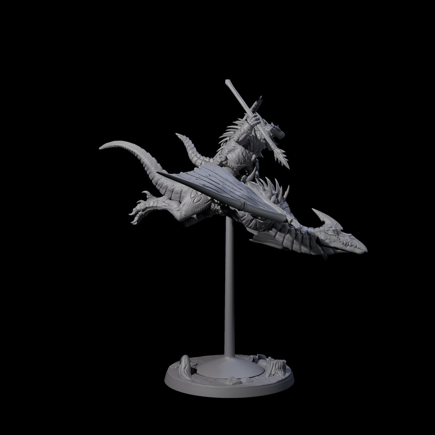 Four Boiling Lizardfolk Pteranodon Riders Miniature for Dungeons and Dragons, Pathfinder or other TTRPGs