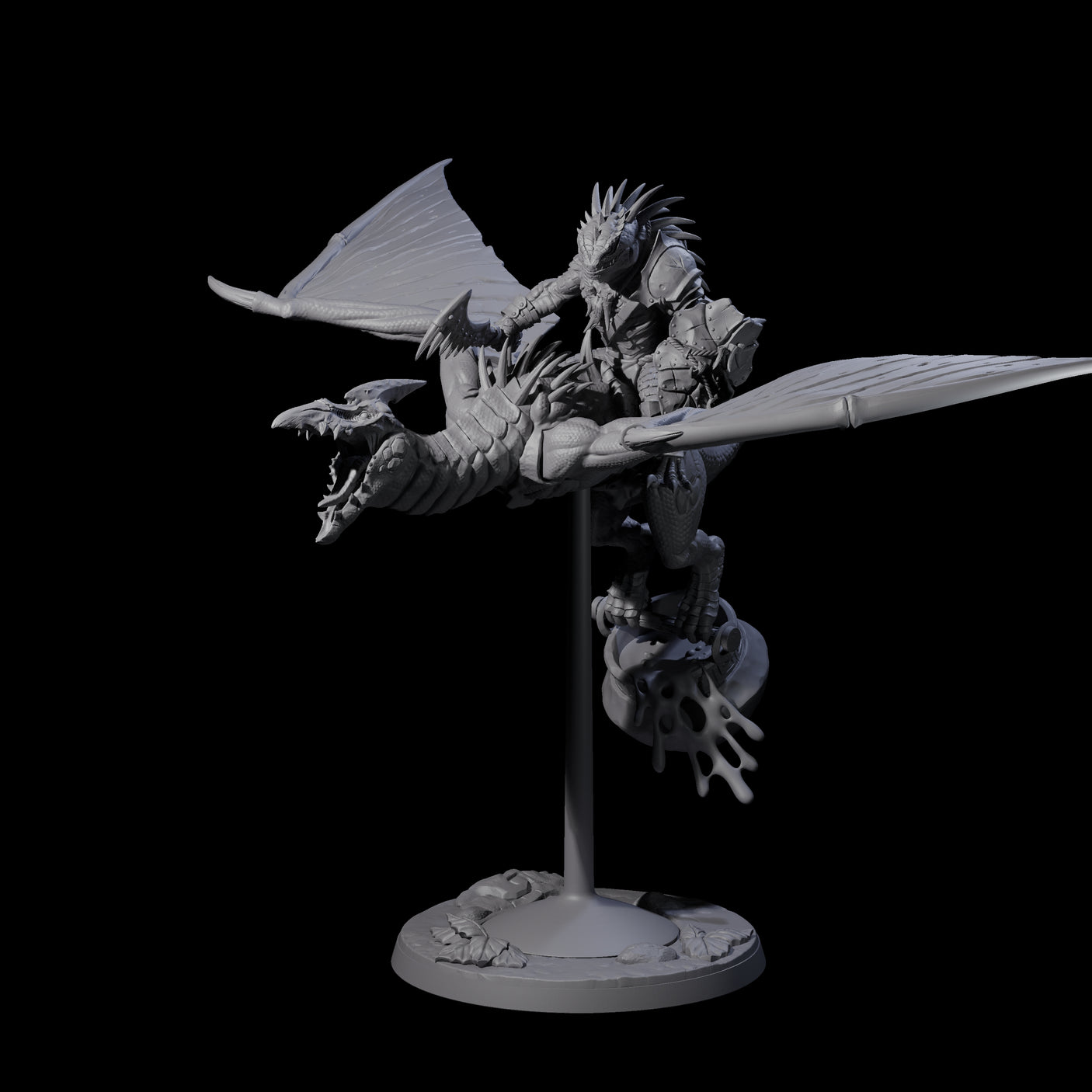 Four Boiling Lizardfolk Pteranodon Riders Miniature for Dungeons and Dragons, Pathfinder or other TTRPGs