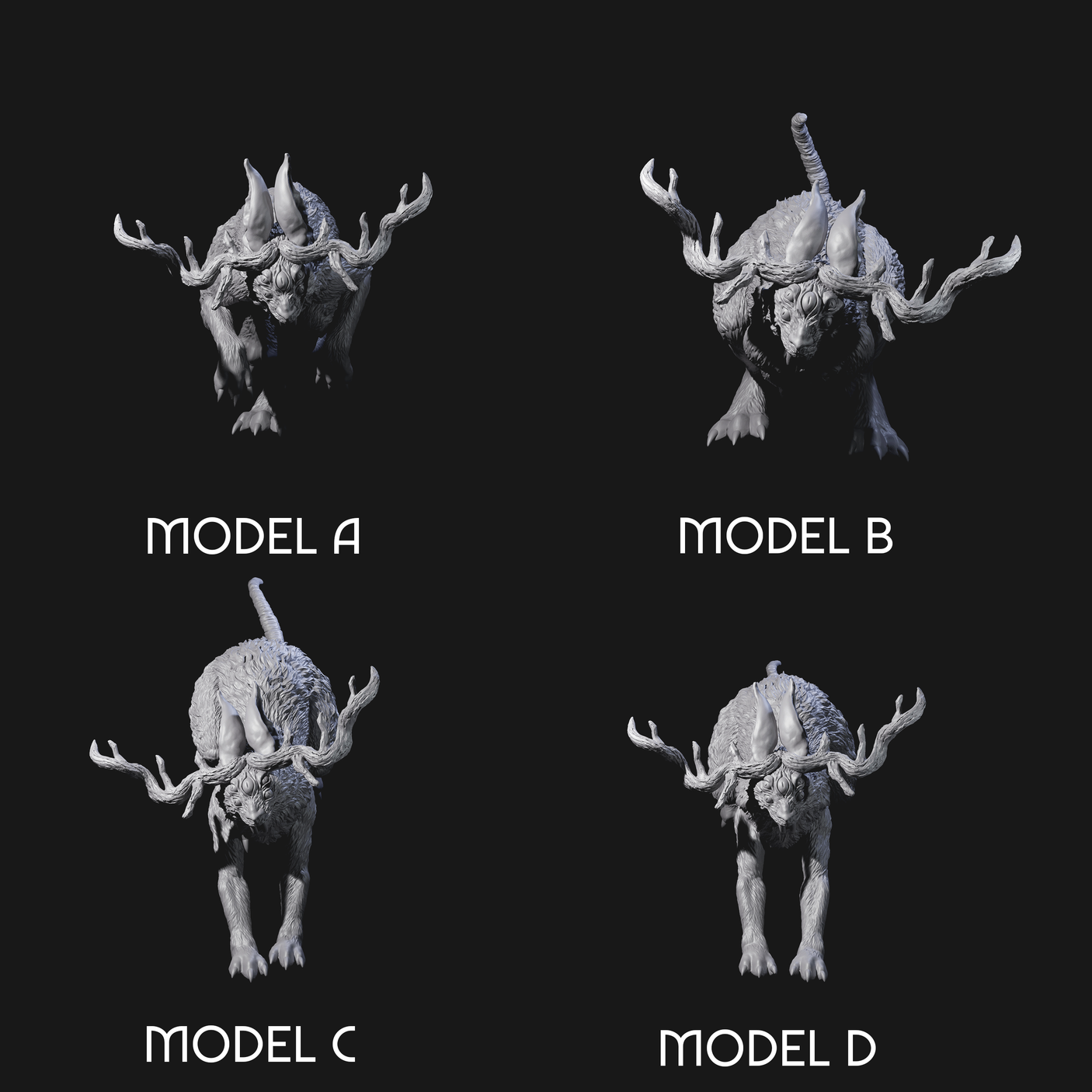Four Bounding Jackalopes Miniature for Dungeons and Dragons, Pathfinder or other TTRPGs