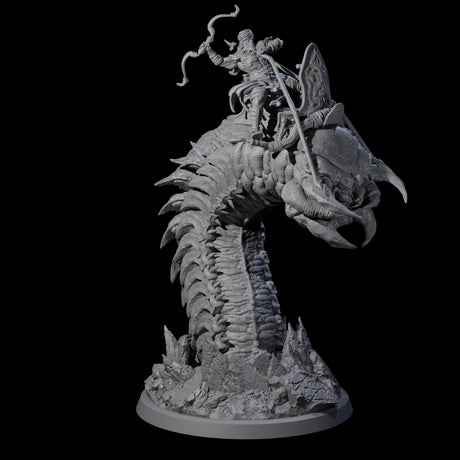 Four Bucking Purple Worm Riders Miniature for Dungeons and Dragons, Pathfinder or other TTRPGs