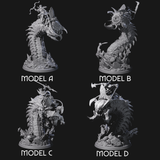 Four Bucking Purple Worm Riders Miniature for Dungeons and Dragons, Pathfinder or other TTRPGs