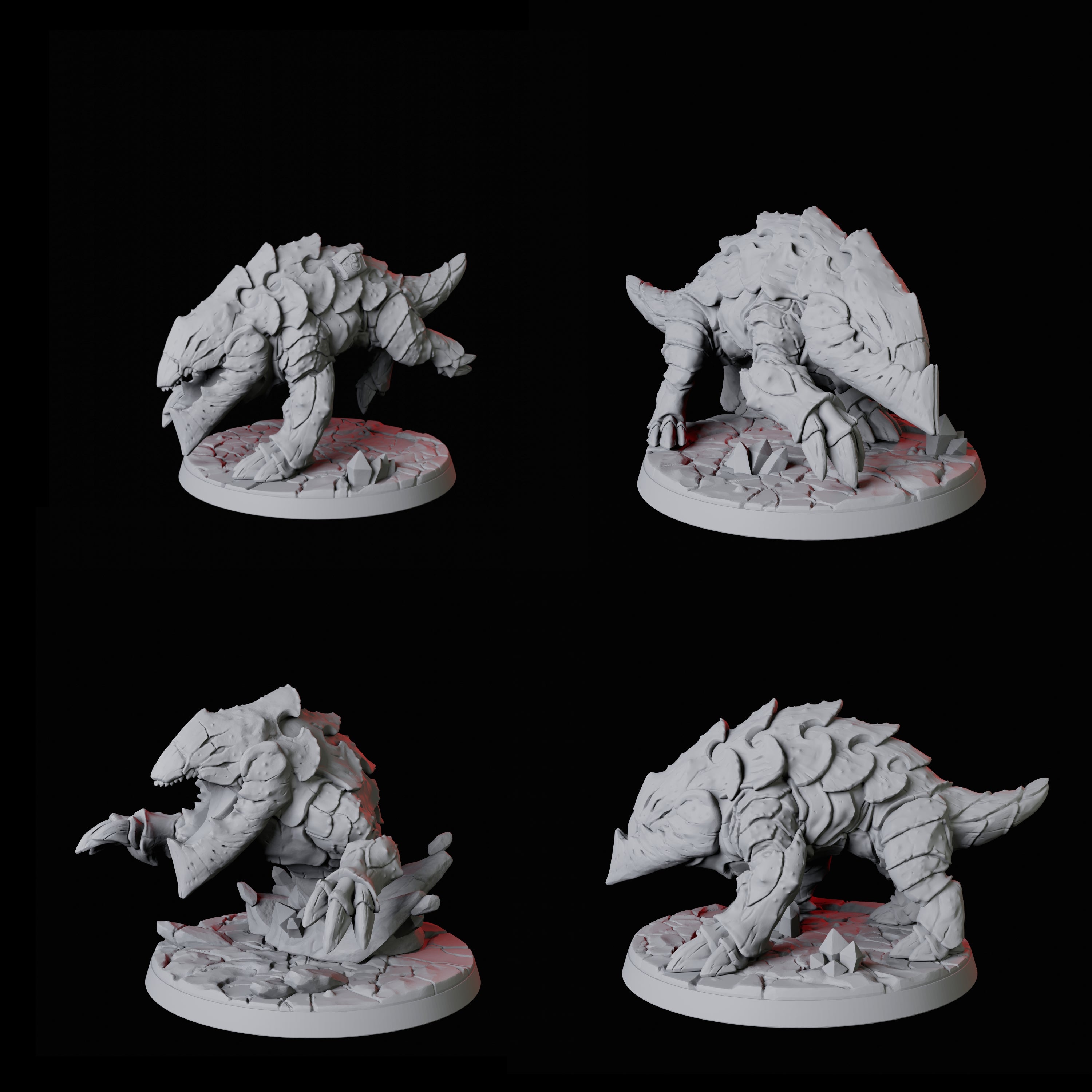 Four Burrowing Bulettes Miniature for Dungeons and Dragons, Pathfinder or other TTRPGs