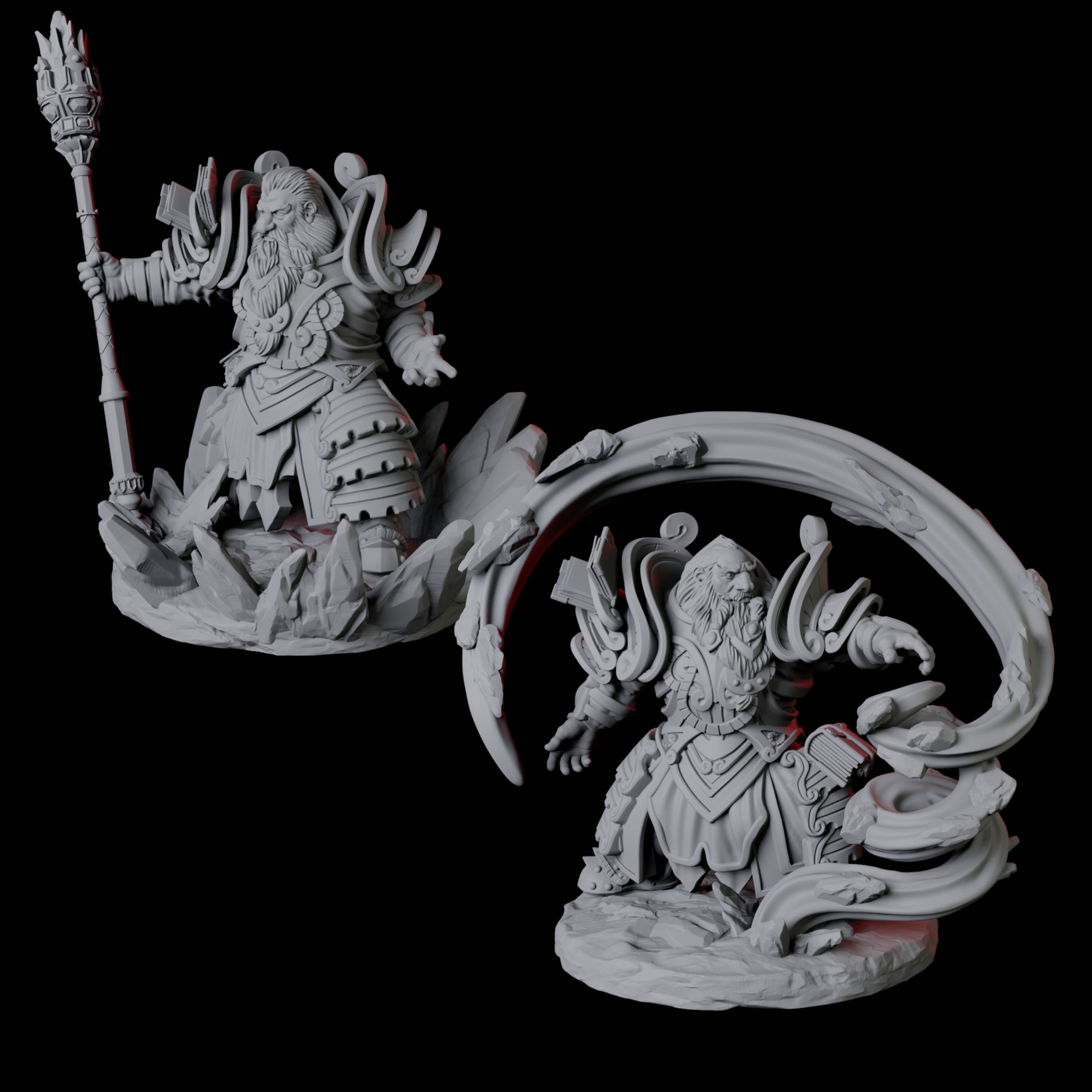 Four Casting Geomancers Miniature for Dungeons and Dragons, Pathfinder or other TTRPGs