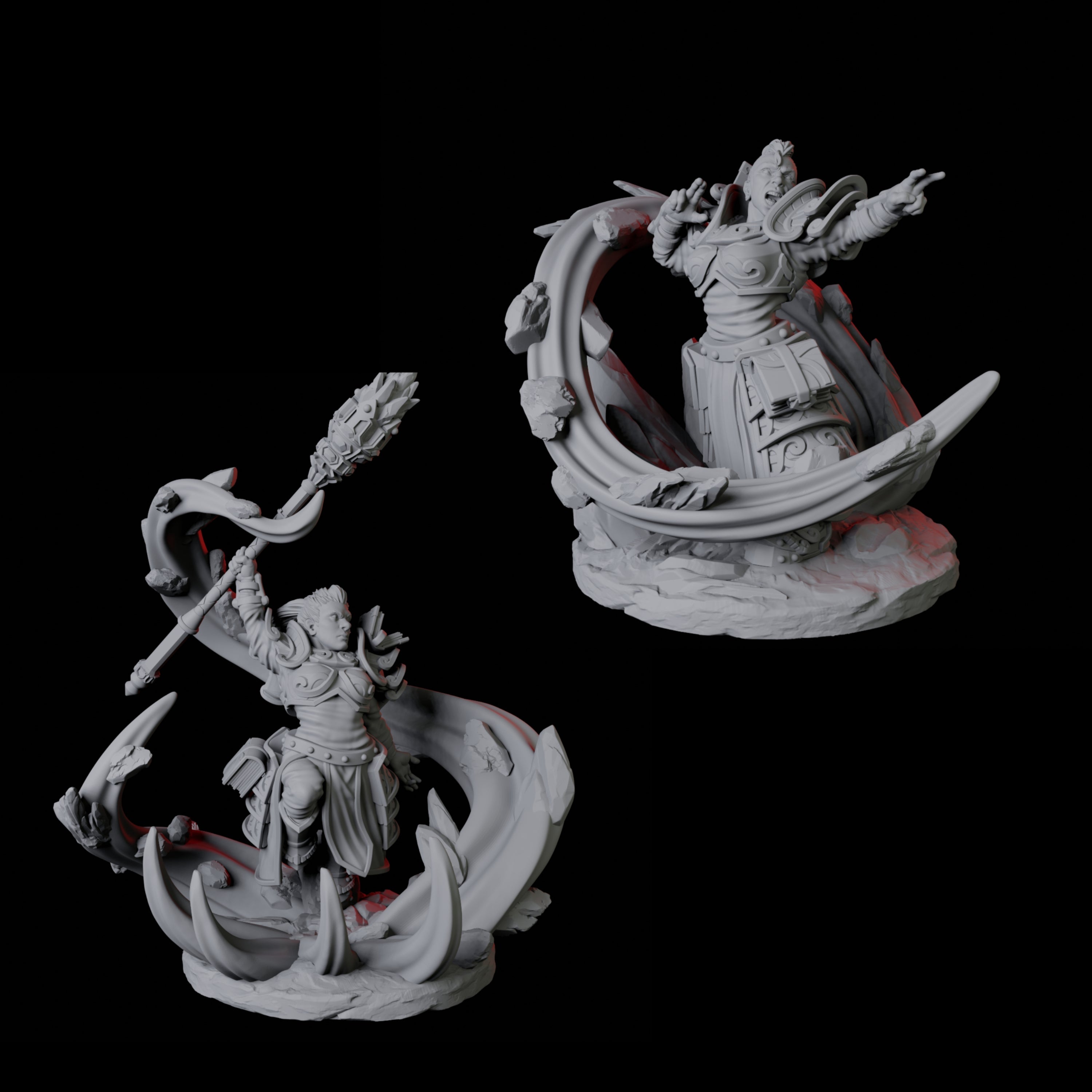 Four Casting Geomancers Miniature for Dungeons and Dragons, Pathfinder or other TTRPGs