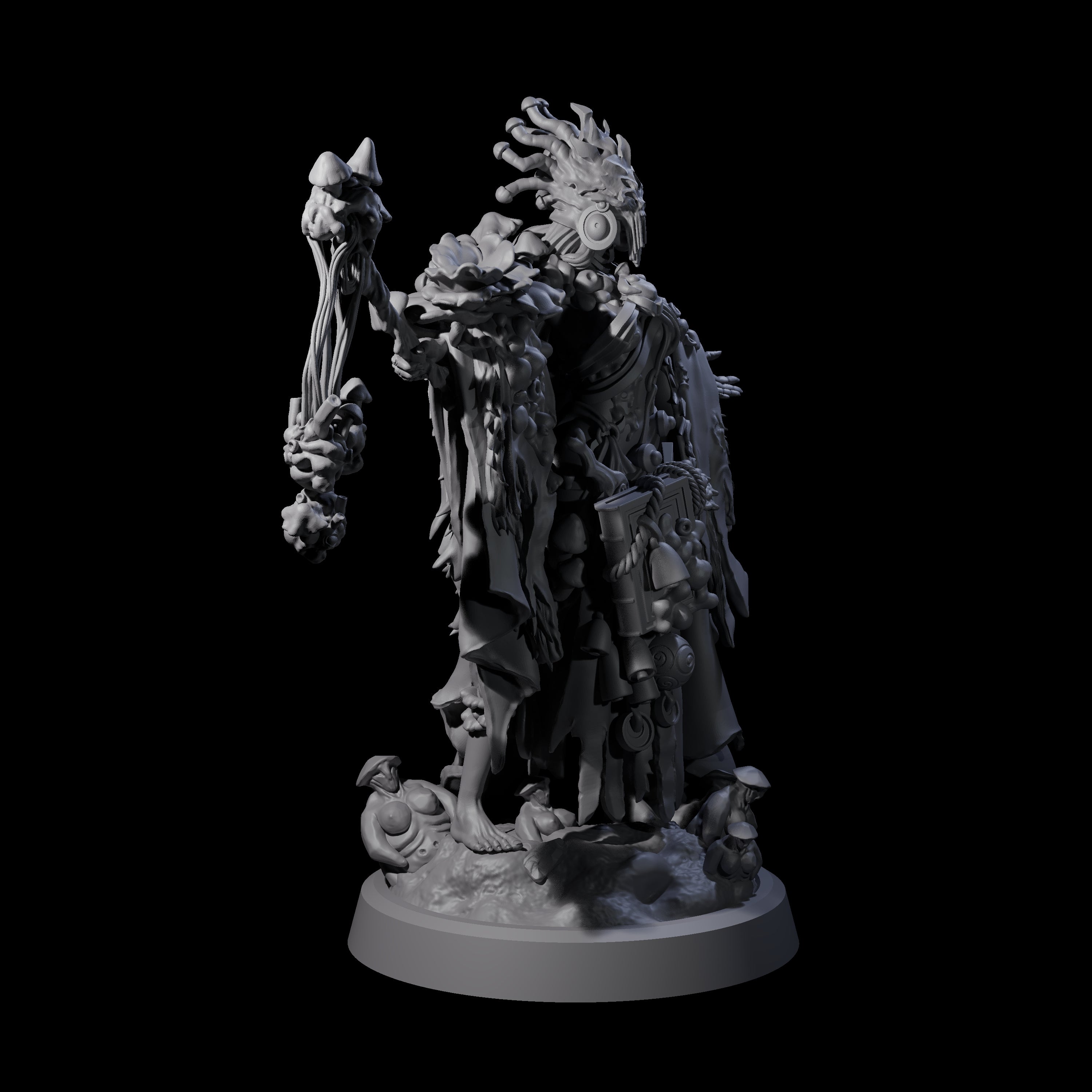 Four Casting Spore Priests Miniature for Dungeons and Dragons, Pathfinder or other TTRPGs