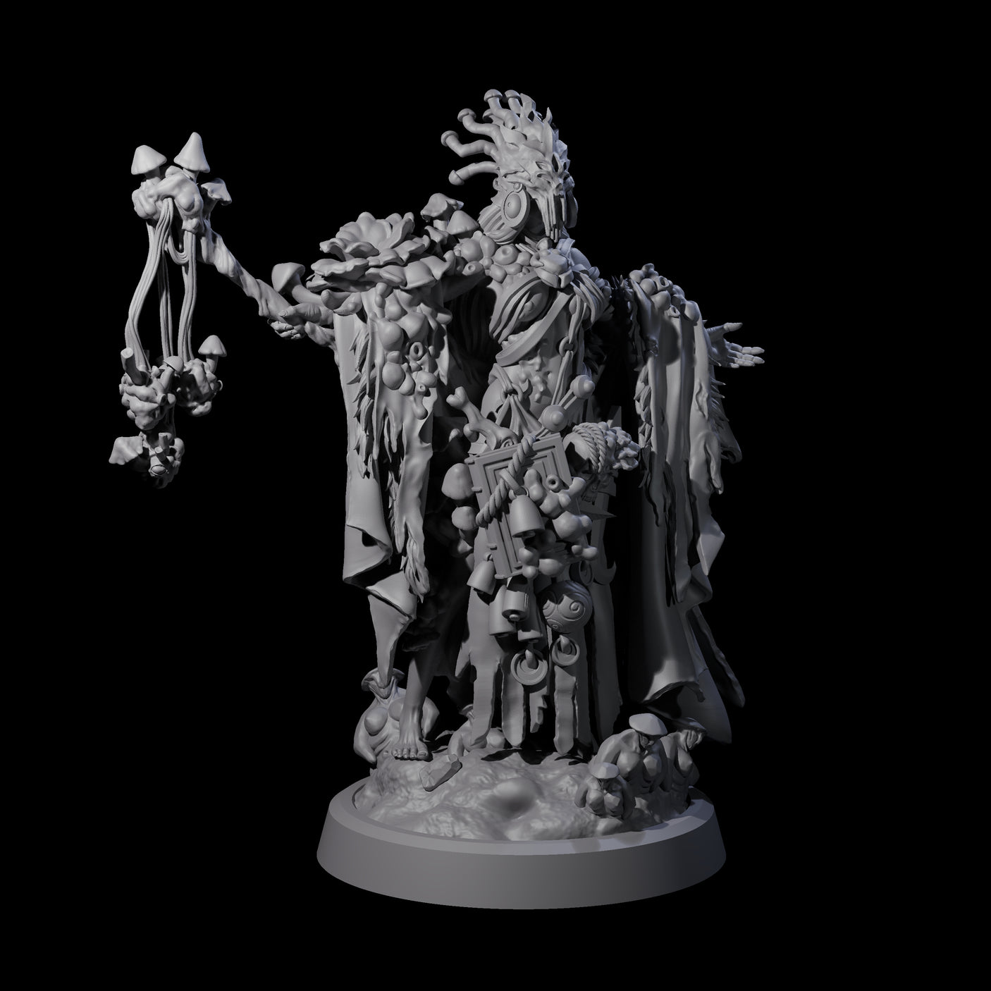 Four Casting Spore Priests Miniature for Dungeons and Dragons, Pathfinder or other TTRPGs