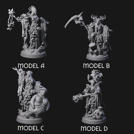 Four Casting Spore Priests Miniature for Dungeons and Dragons, Pathfinder or other TTRPGs