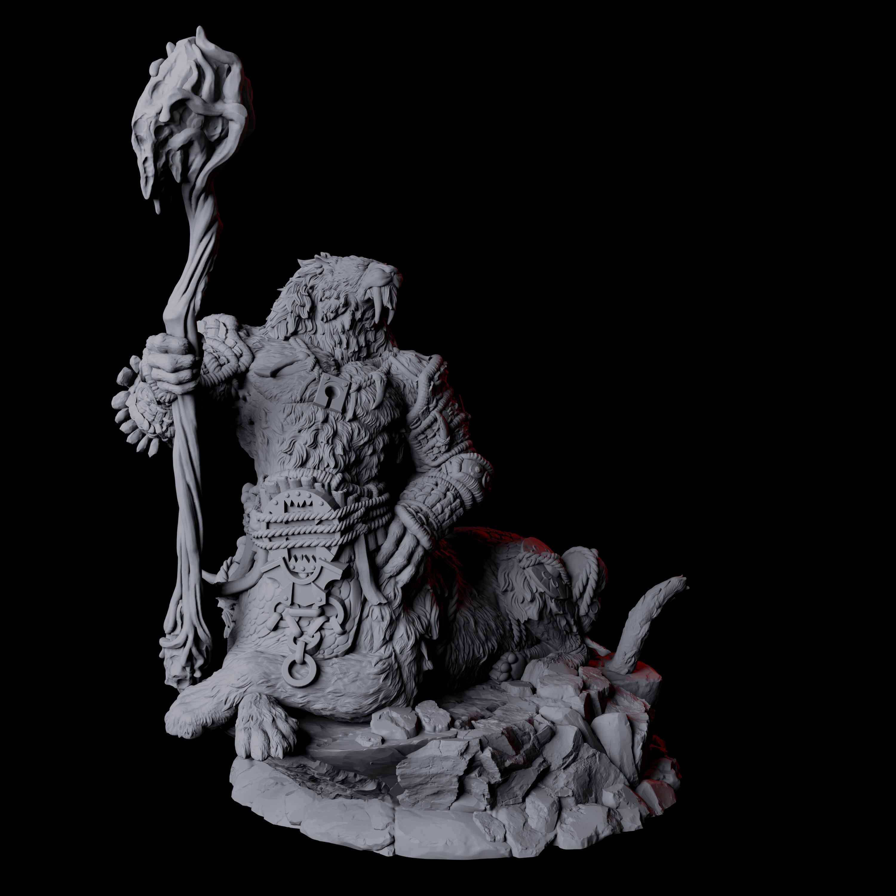 Four Cat Bear Centaurs Miniature for Dungeons and Dragons, Pathfinder or other TTRPGs