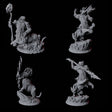Four Cat Bear Centaurs Miniature for Dungeons and Dragons, Pathfinder or other TTRPGs