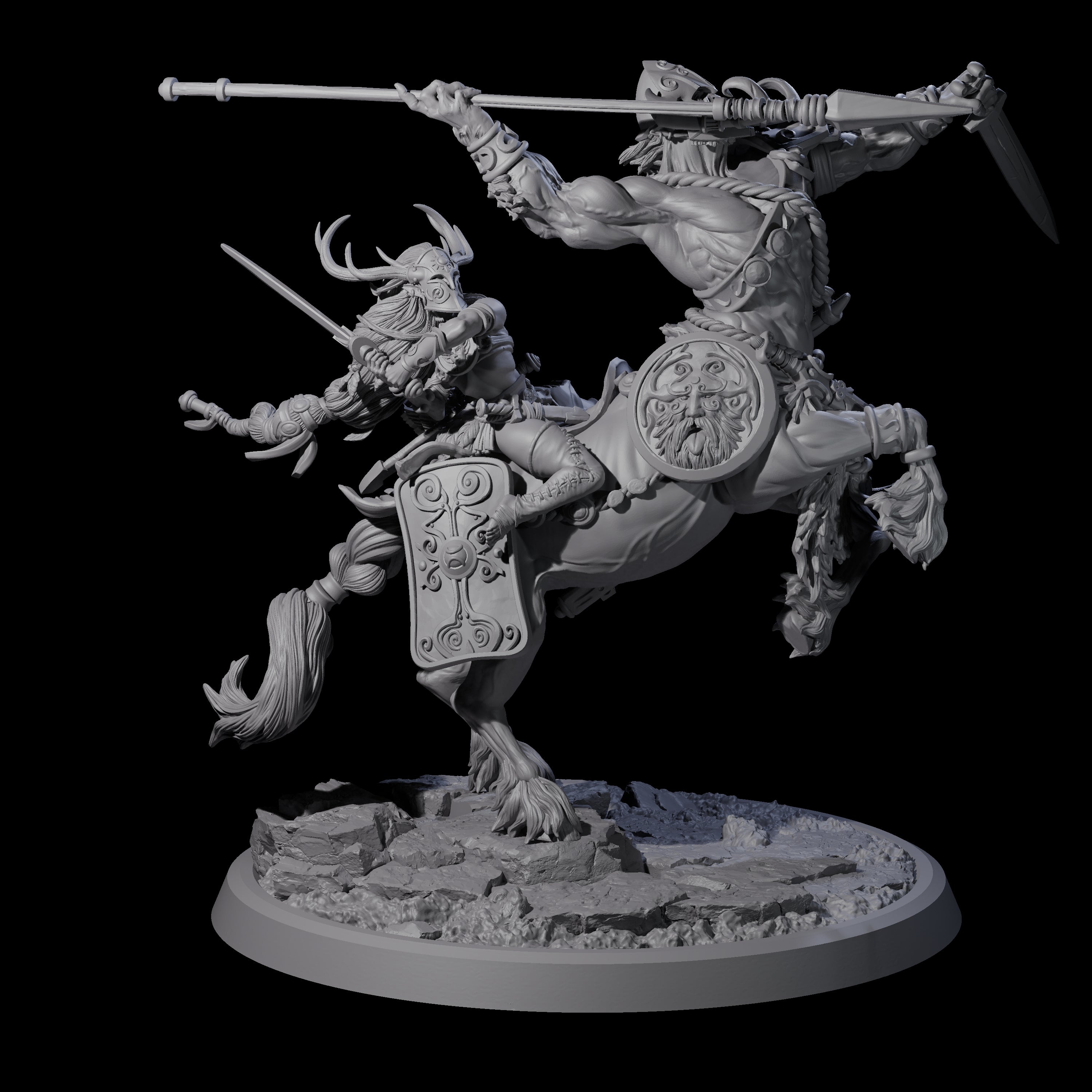 Four Centaur Elf Teamups Miniature for Dungeons and Dragons, Pathfinder or other TTRPGs