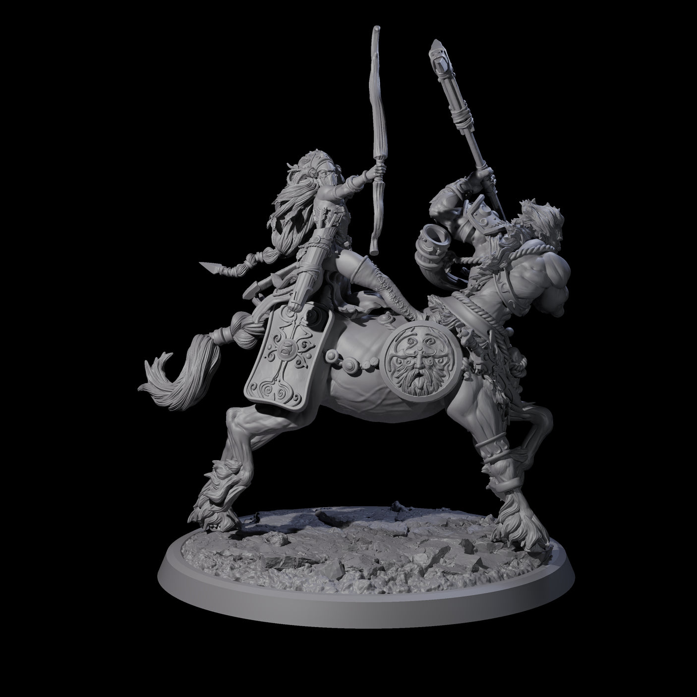 Four Centaur Elf Teamups Miniature for Dungeons and Dragons, Pathfinder or other TTRPGs
