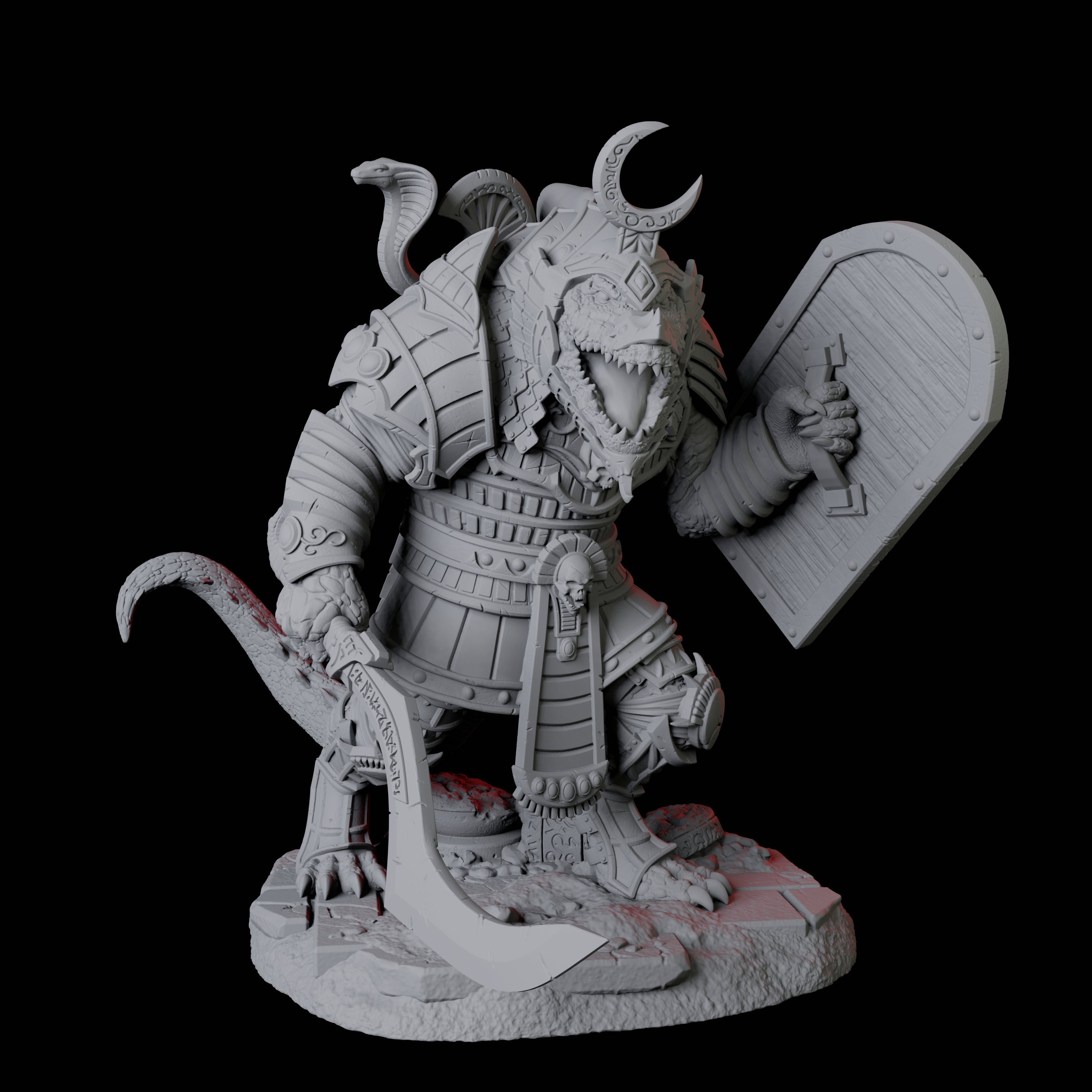 Four Charging Crocodile Lizardfolk Soldiers Miniature for Dungeons and Dragons, Pathfinder or other TTRPGs