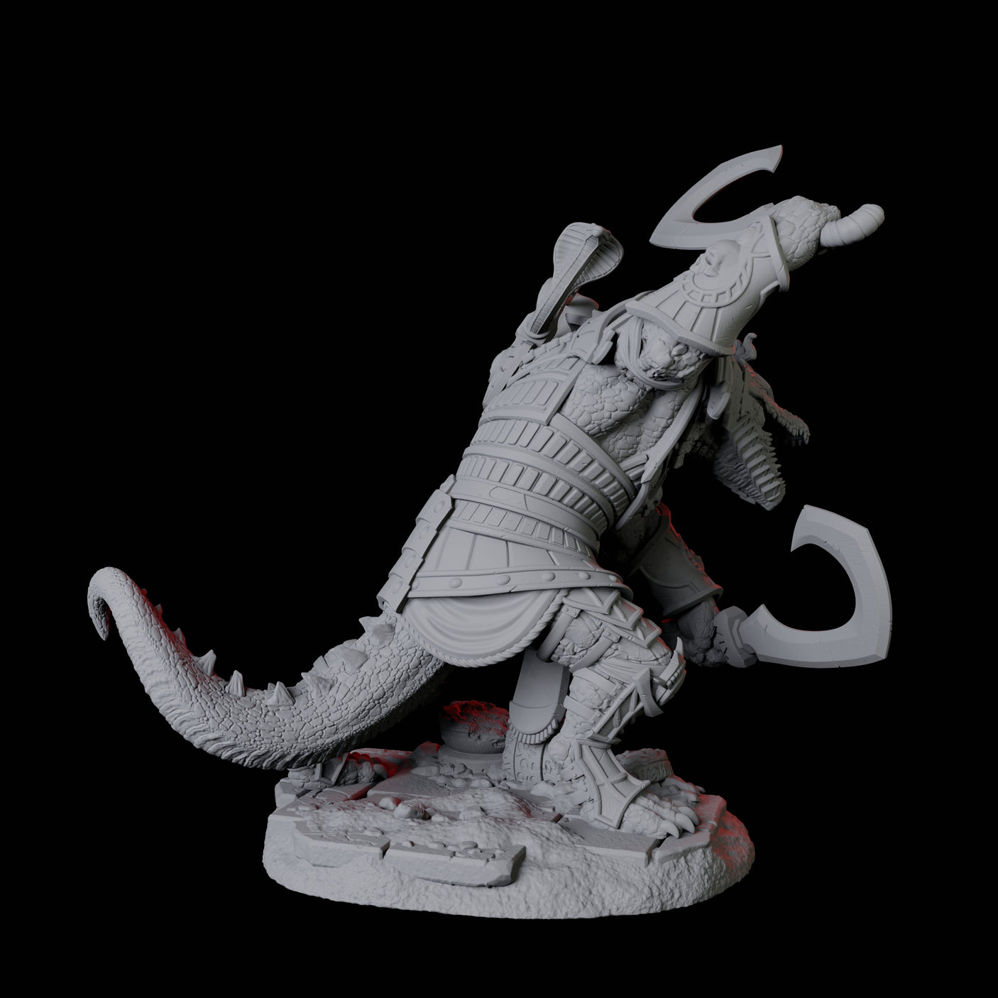 Four Charging Crocodile Lizardfolk Soldiers Miniature for Dungeons and Dragons, Pathfinder or other TTRPGs