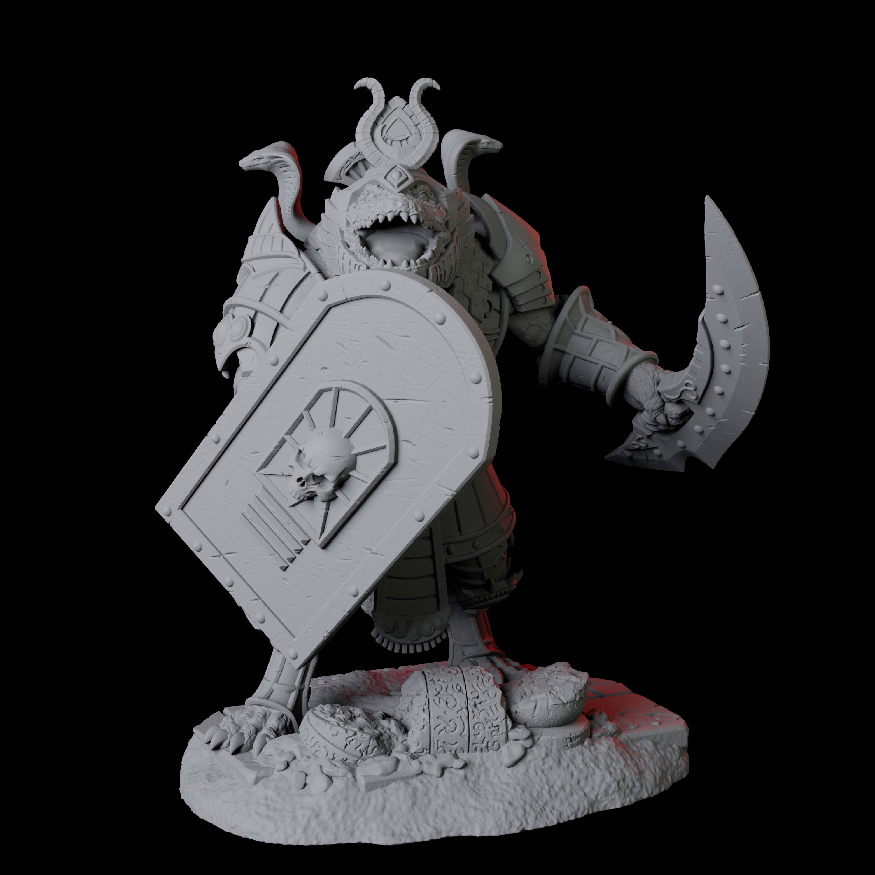 Four Charging Crocodile Lizardfolk Soldiers Miniature for Dungeons and Dragons, Pathfinder or other TTRPGs