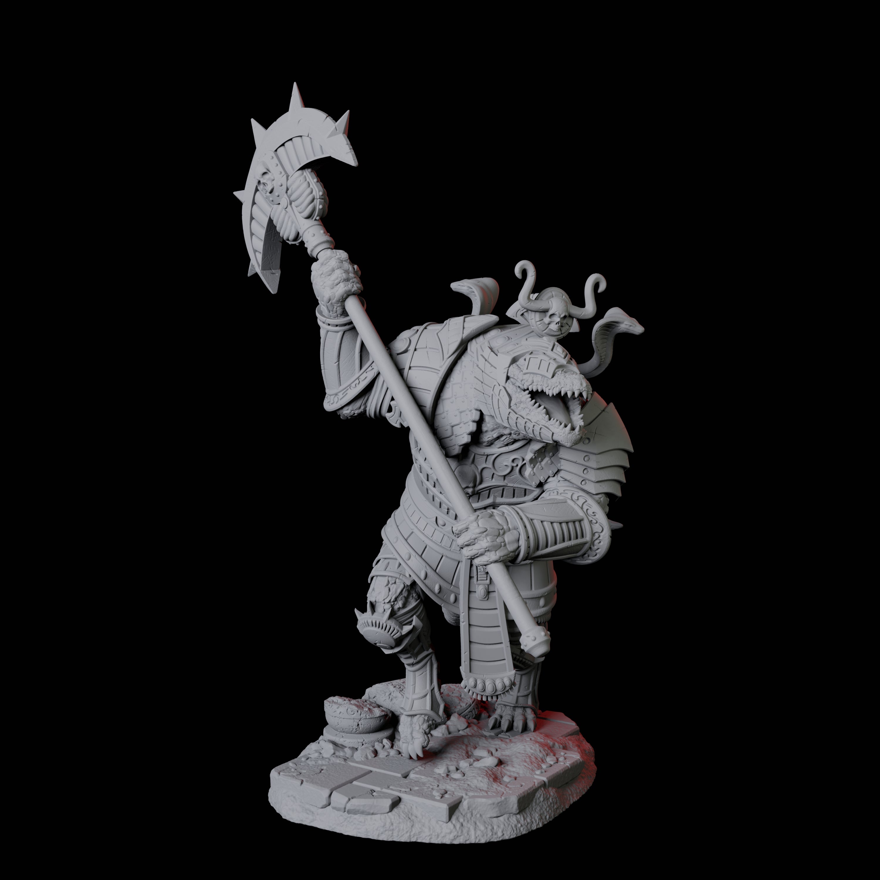 Four Charging Crocodile Lizardfolk Soldiers Miniature for Dungeons and Dragons, Pathfinder or other TTRPGs