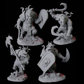 Four Charging Crocodile Lizardfolk Soldiers Miniature for Dungeons and Dragons, Pathfinder or other TTRPGs