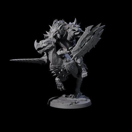 Four Charging Troll Riders on Axe Beaks Miniature for Dungeons and Dragons, Pathfinder or other TTRPGs