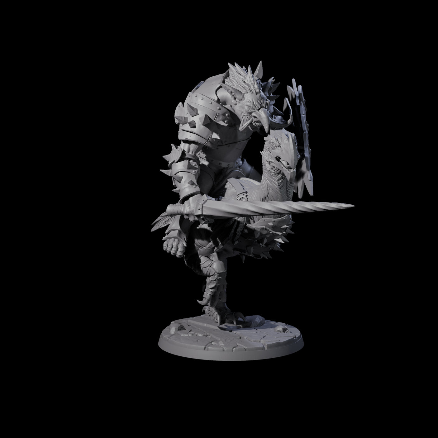 Four Charging Troll Riders on Axe Beaks Miniature for Dungeons and Dragons, Pathfinder or other TTRPGs