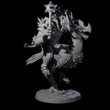 Four Charging Troll Riders on Axe Beaks Miniature for Dungeons and Dragons, Pathfinder or other TTRPGs