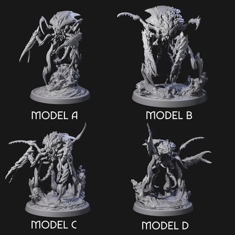 Four Chitinous Kruthiks Miniature for Dungeons and Dragons, Pathfinder or other TTRPGs
