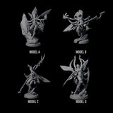 Four Chitinous Psionic Seers Miniature for Dungeons and Dragons, Pathfinder or other TTRPGs