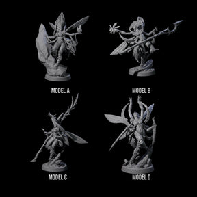 Four Chitinous Psionic Seers Miniature for Dungeons and Dragons, Pathfinder or other TTRPGs