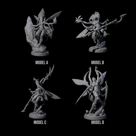 Four Chitinous Psionic Seers Miniature for Dungeons and Dragons, Pathfinder or other TTRPGs
