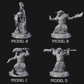 Four Civilised Yakfolks Miniature for Dungeons and Dragons, Pathfinder or other TTRPGs