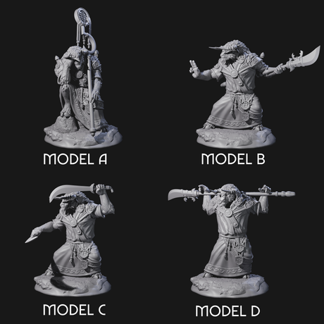 Four Civilised Yakfolks Miniature for Dungeons and Dragons, Pathfinder or other TTRPGs