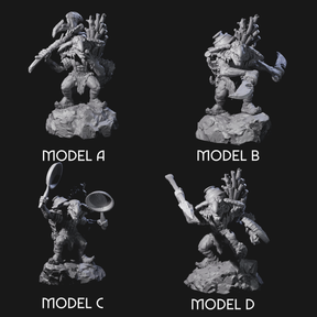Four Confident Camping Goblins Miniature for Dungeons and Dragons, Pathfinder or other TTRPGs