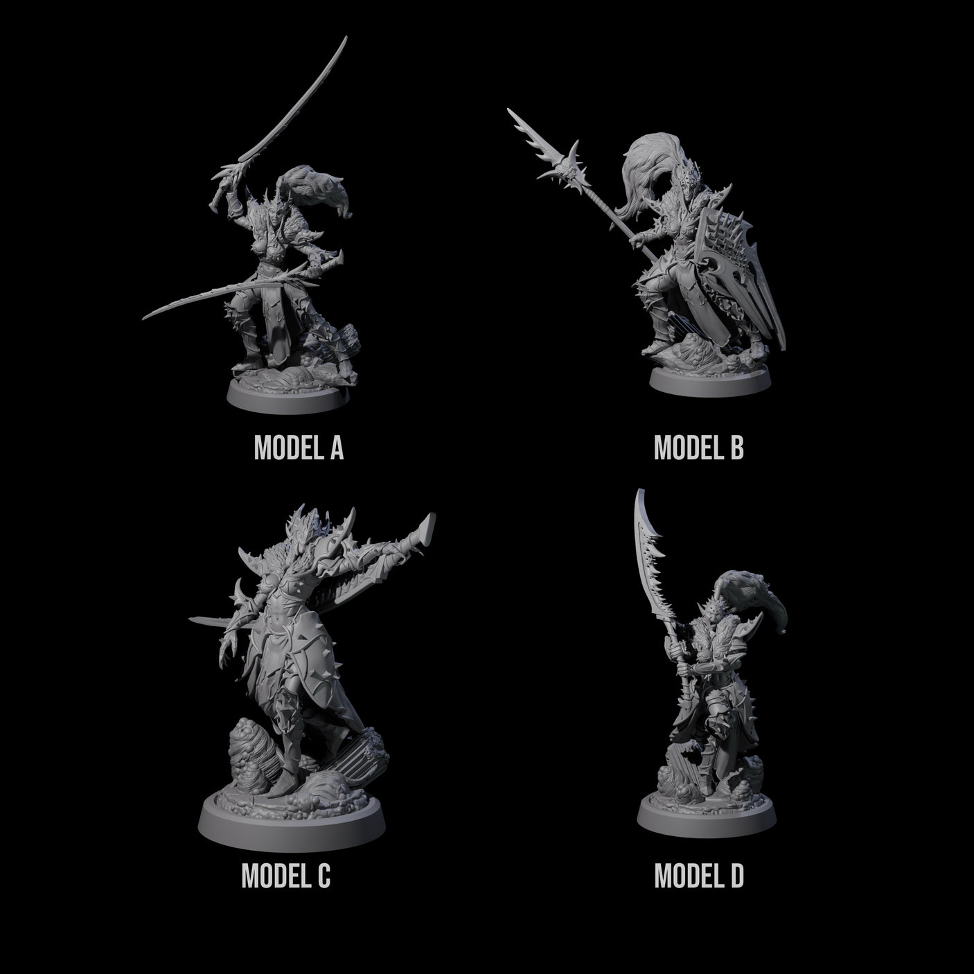 Four Corrupted Hive Protectors Miniature for Dungeons and Dragons, Pathfinder or other TTRPGs