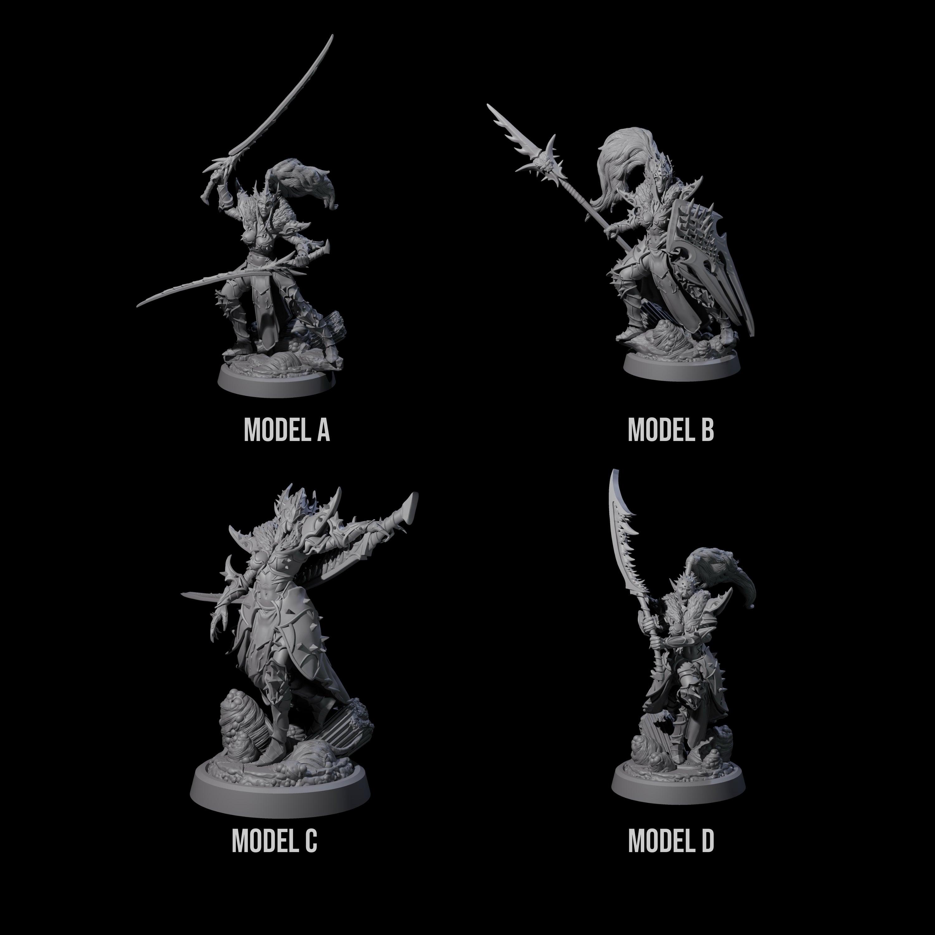 Four Corrupted Hive Protectors Miniature for Dungeons and Dragons, Pathfinder or other TTRPGs