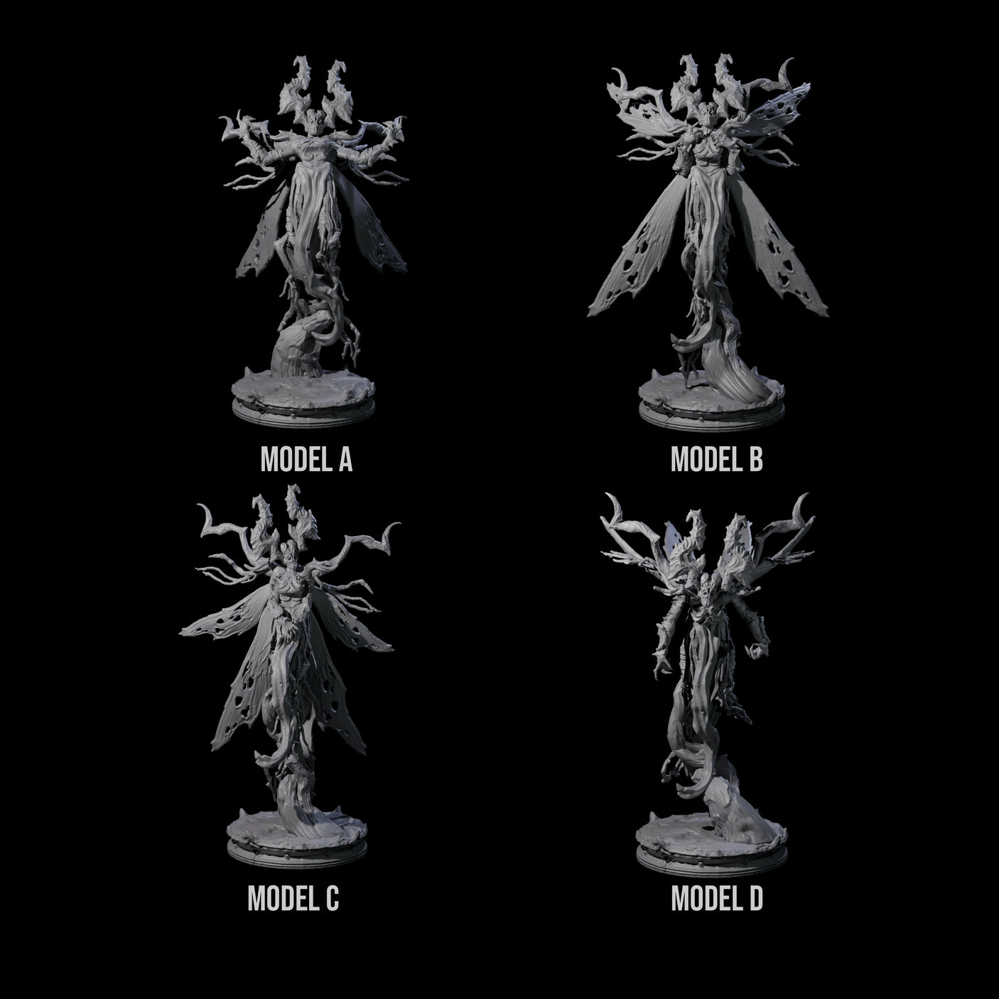 Four Corrupted Underdark Dryads Miniature for Dungeons and Dragons, Pathfinder or other TTRPGs