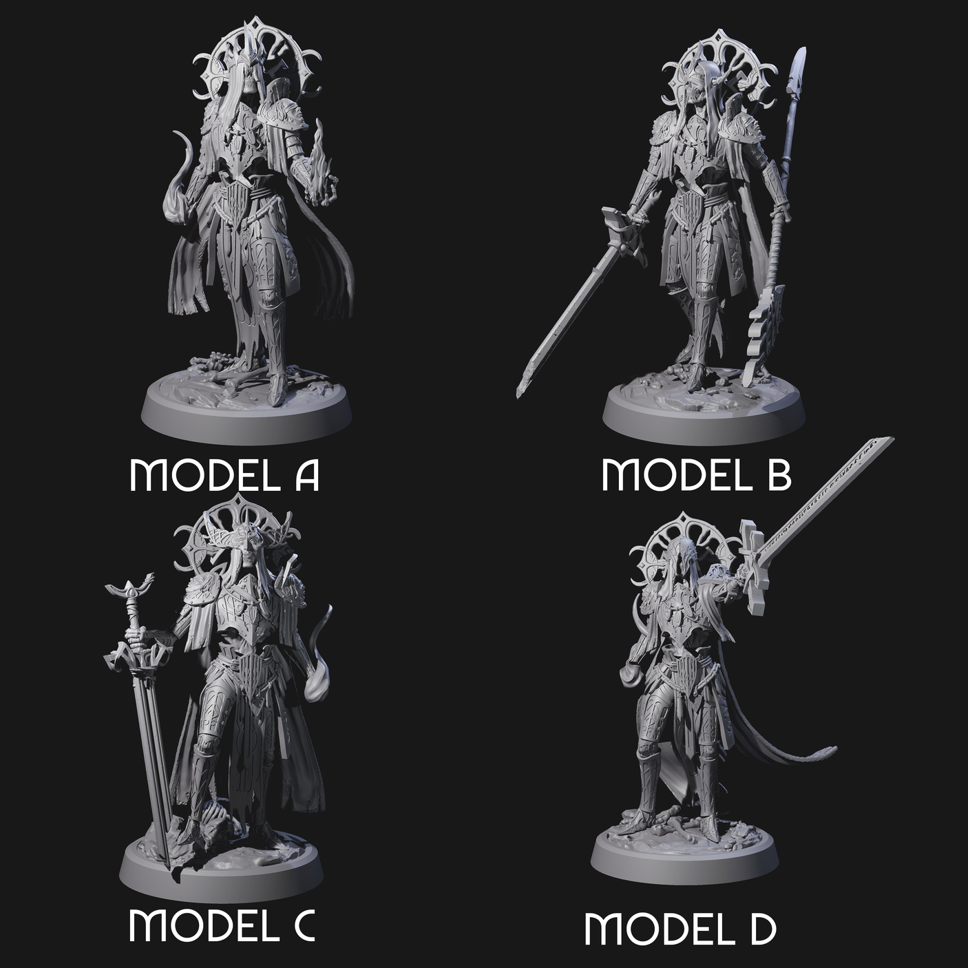 Four Creaking Tomb Lichs Miniature for Dungeons and Dragons, Pathfinder or other TTRPGs