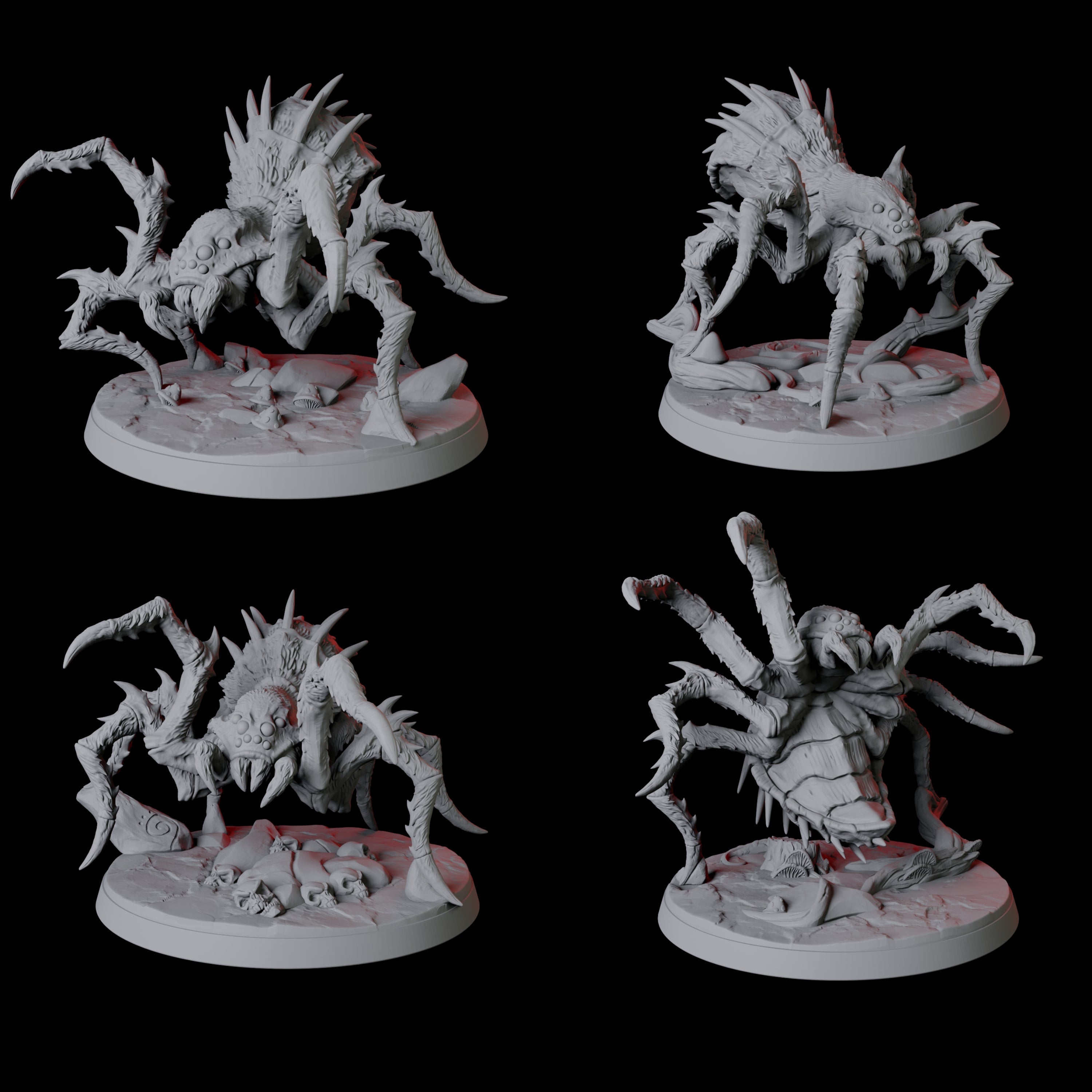 Four Creeping Giant Spiders Miniature for Dungeons and Dragons, Pathfinder or other TTRPGs