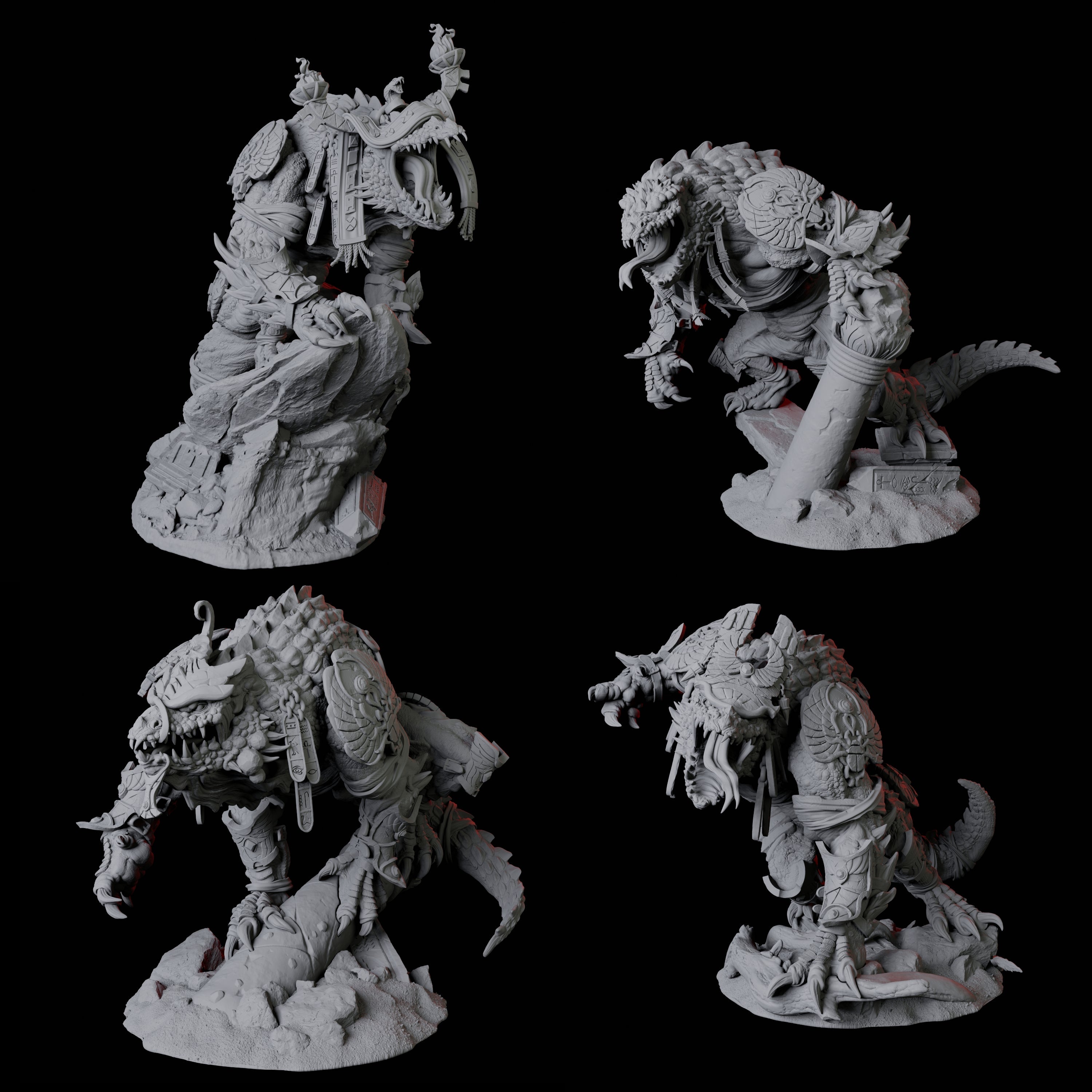 Four Crocodile Lizardfolk Warriors Miniature for Dungeons and Dragons, Pathfinder or other TTRPGs