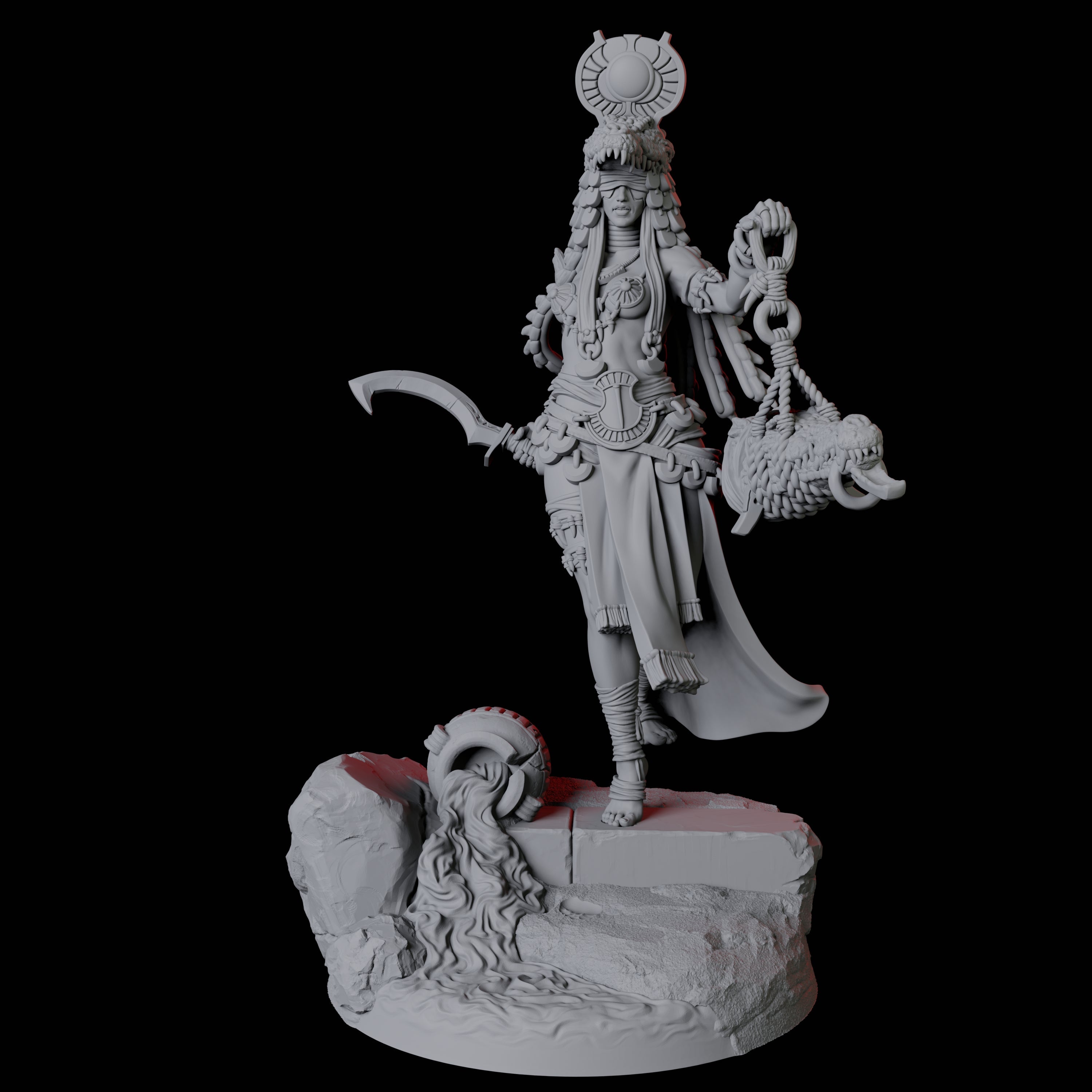 Four Crocodile Priestesses Miniature for Dungeons and Dragons, Pathfinder or other TTRPGs