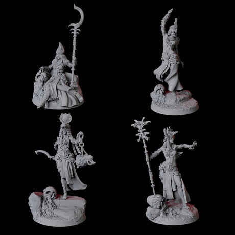 Four Crocodile Priestesses Miniature for Dungeons and Dragons, Pathfinder or other TTRPGs