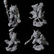 Four Cunning Kitsune Fighters Miniature for Dungeons and Dragons, Pathfinder or other TTRPGs