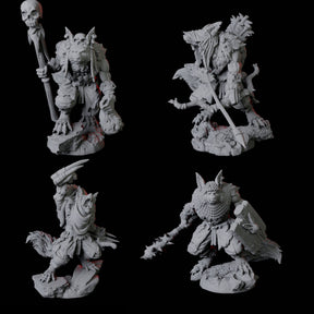 Four Cunning Kitsune Fighters Miniature for Dungeons and Dragons, Pathfinder or other TTRPGs