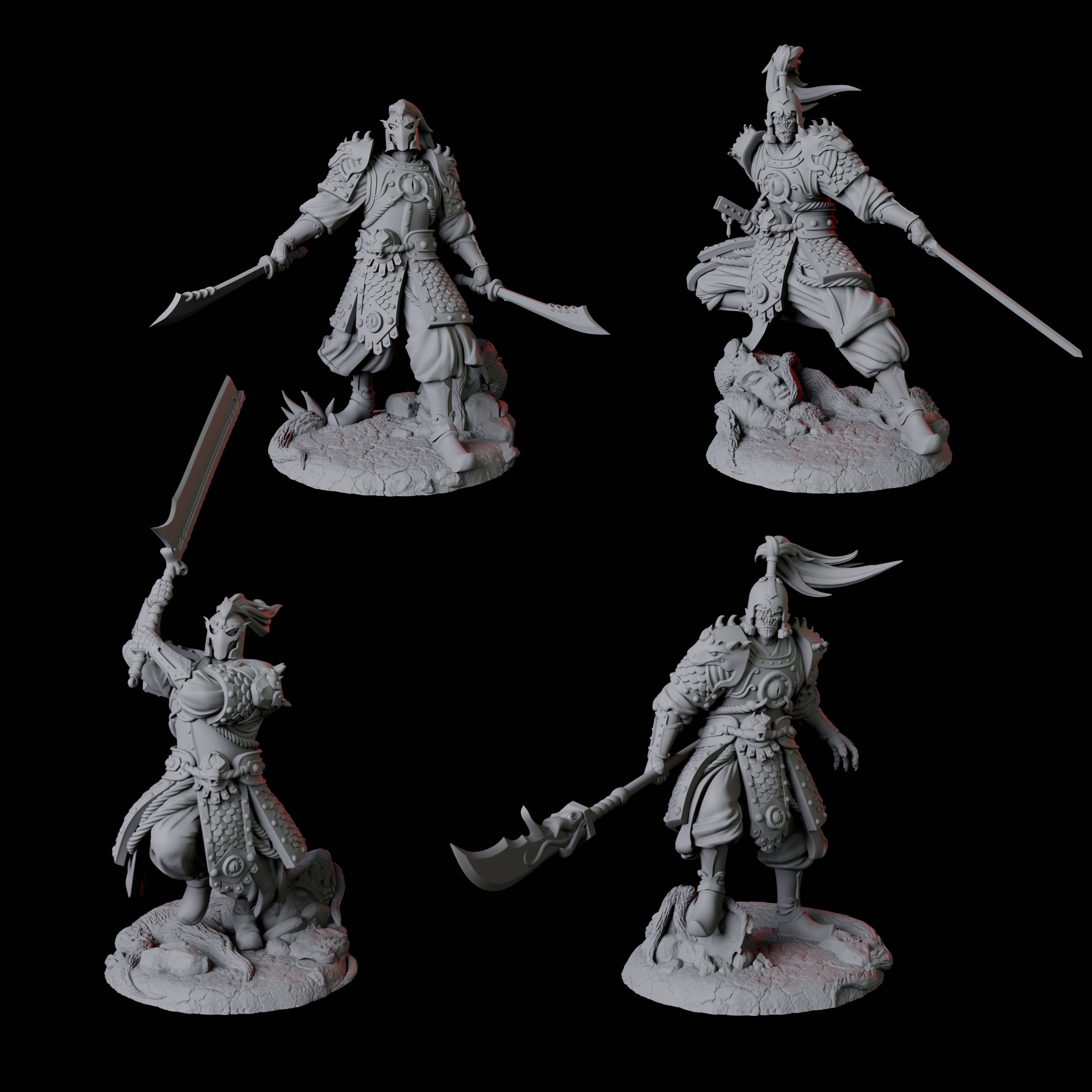 Four Cunning Yuan-Ti Warriors Miniature for Dungeons and Dragons, Pathfinder or other TTRPGs