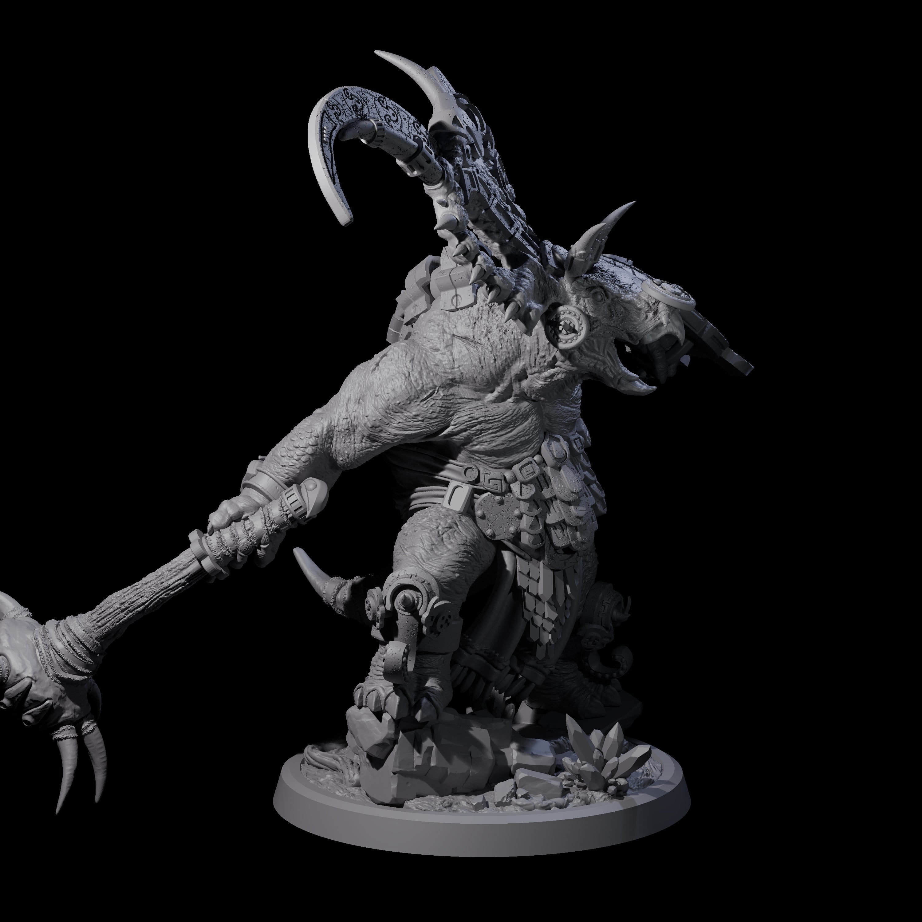 Four Decorated Dinosaur Lizardfolk Warriors Miniature for Dungeons and Dragons, Pathfinder or other TTRPGs