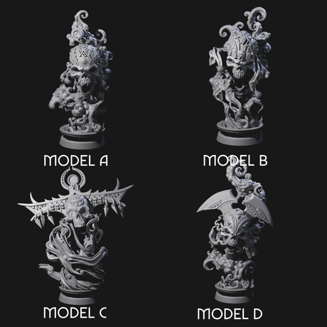 Four Decorated Flameskulls Miniature for Dungeons and Dragons, Pathfinder or other TTRPGs