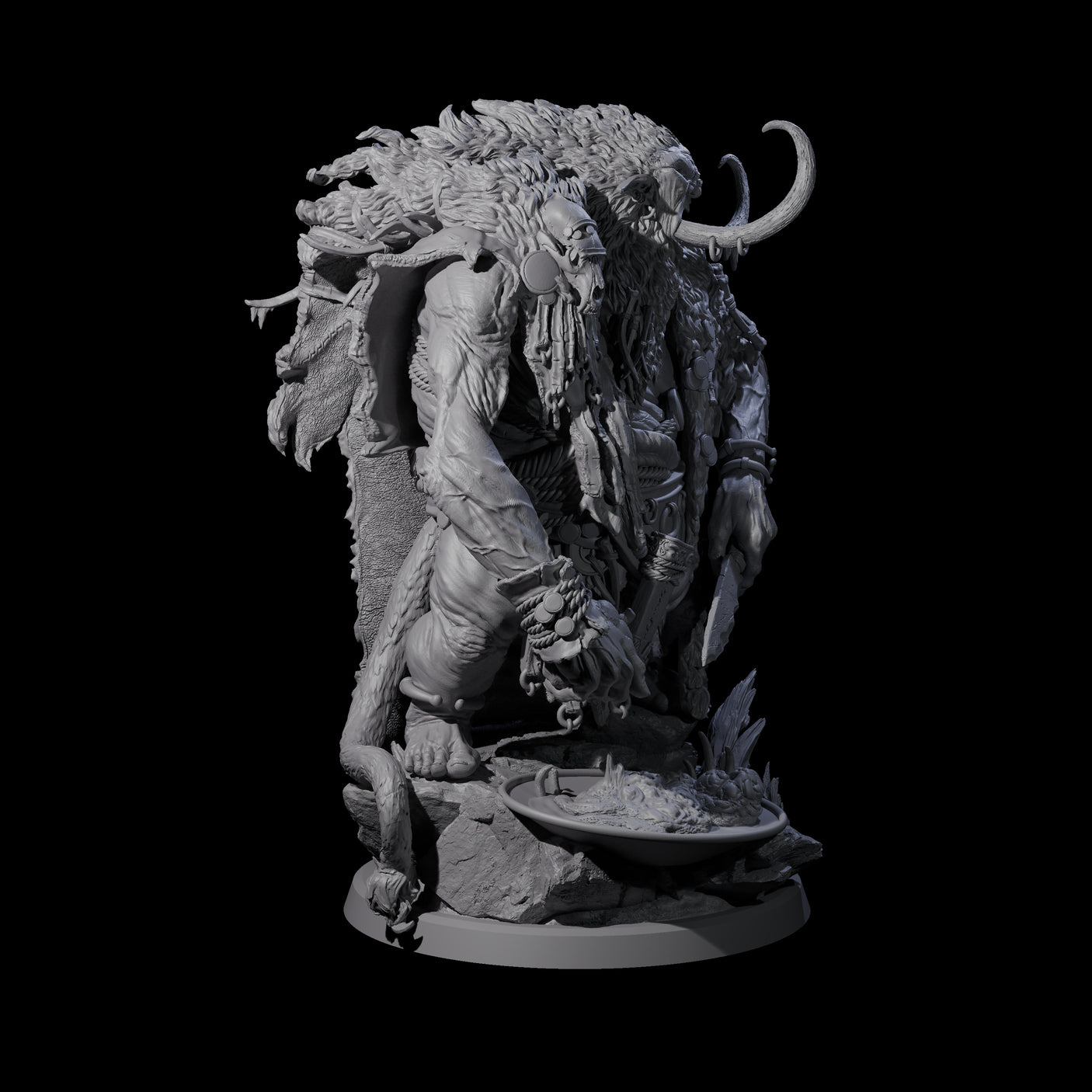 Four Decorated Tribal Ogres Miniature for Dungeons and Dragons, Pathfinder or other TTRPGs