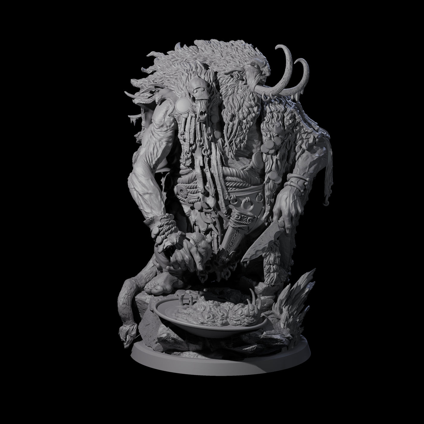 Four Decorated Tribal Ogres Miniature for Dungeons and Dragons, Pathfinder or other TTRPGs