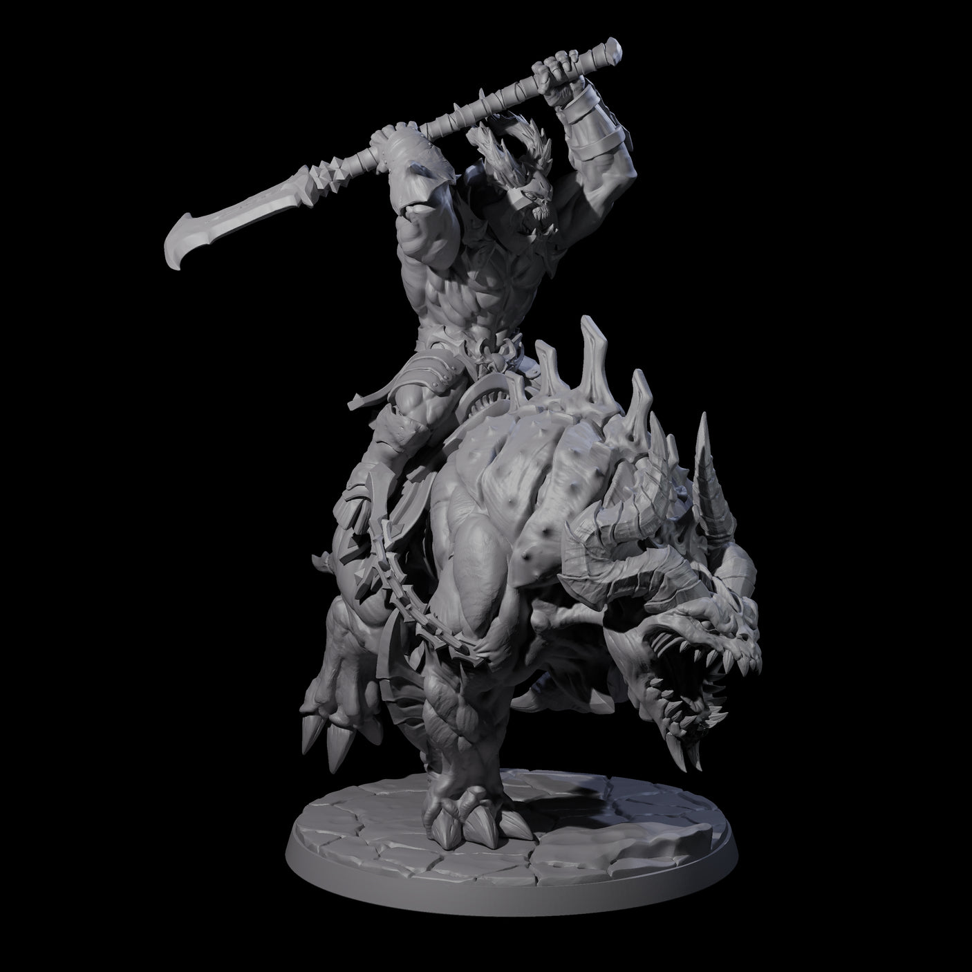 Four Demonic Ravagers riding Hellhounds Miniature for Dungeons and Dragons, Pathfinder or other TTRPGs