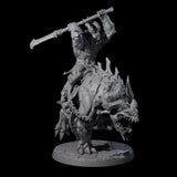 Four Demonic Ravagers riding Hellhounds Miniature for Dungeons and Dragons, Pathfinder or other TTRPGs